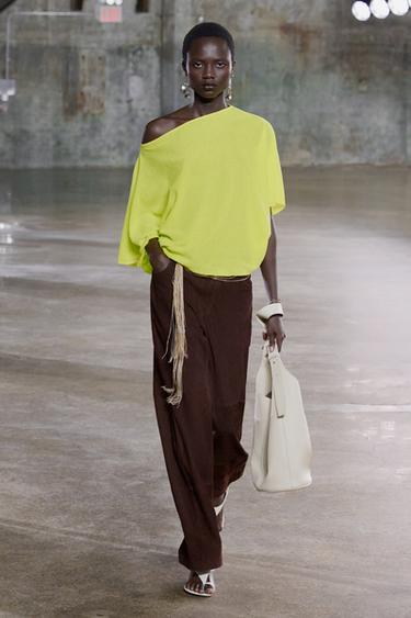 TOP CAPE EN MAILLE UNIE - Citron vert de Zara