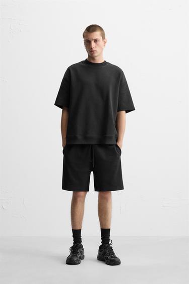 BERMUDA COM TEXTURA INTERLOCK - Preto da Zara