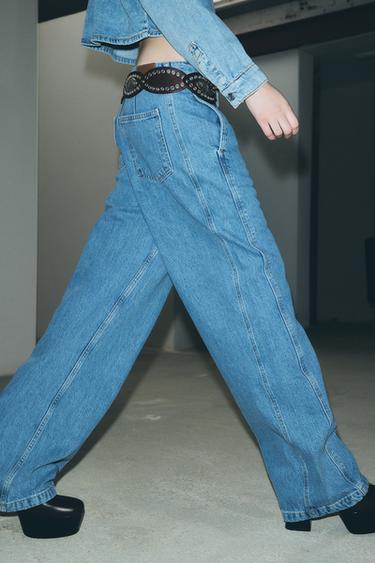 Z1975 STRAIGHT HIGH-WAIST JEANS WITH FRONT SEAM - Mid-blue by Zara