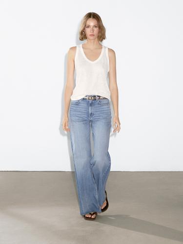 Zara 100% linen strappy top - Oyster-white