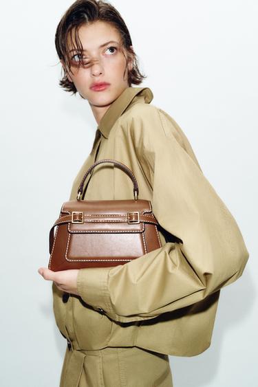 CITY BAG WITH BUCKLES - Dark tan by Zara