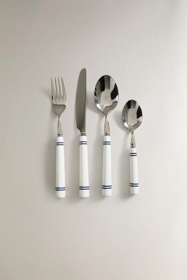 4-PIECE CERAMIC CUTLERY SET - Blue/White by Zara - Image 0
