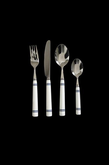 4-PIECE CERAMIC CUTLERY SET - Blue/White by Zara - Image 0