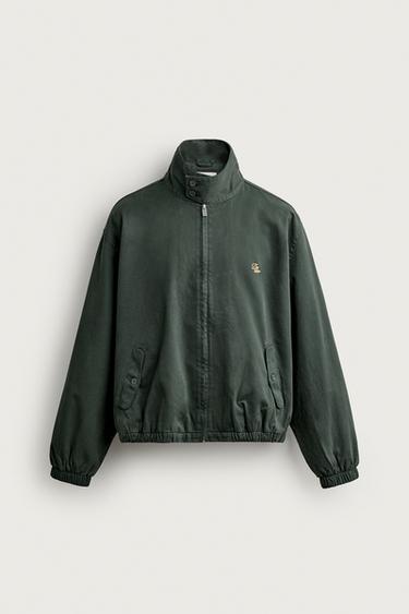 Zara WASHED DENIM JACKET - Bottle green