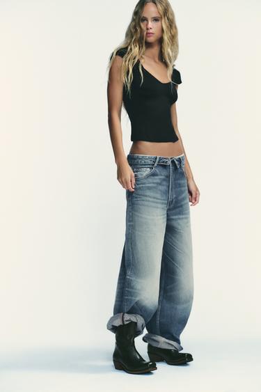 LEATHER COWBOY ANKLE BOOTS - Black by Zara