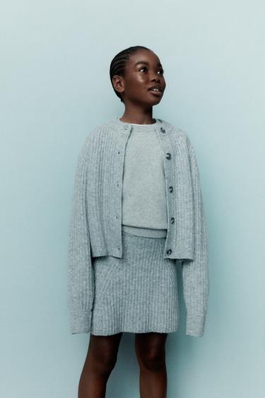 Zara SOFT TOUCH RIBBED KNIT SKIRT - Mid-gray