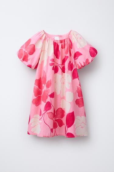 VESTIDO VOLUMEN FLORES - Rosa de Zara - Imagen 0