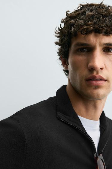 100% WOOL QUARTER-ZIP SWEATER - Black by Zara - Image 5