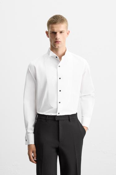 LIMITED EDITION TUXEDO-STYLE COLLAR SHIRT WITH BIB - White by Zara - Image 1