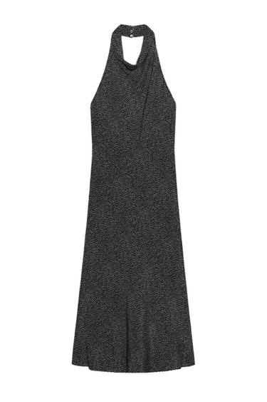 ZW COLLECTION HALTER DOT DRESS - Black / Ecru by Zara