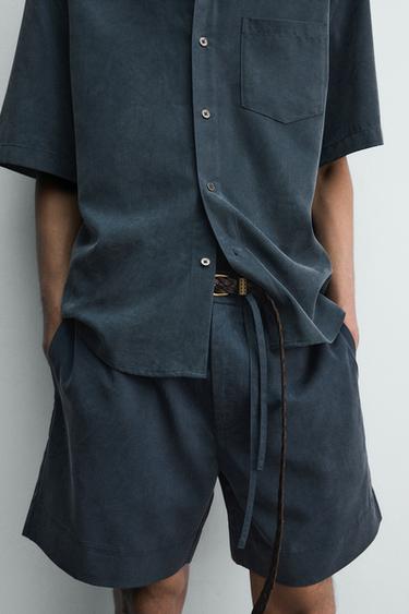 BERMUDA RELAXED FIT EFFET DÉLAVÉ - bleu pétrole délavé de Zara - Image 4