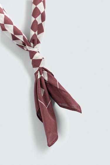 CHECK PRINT BANDANA - Red by Zara - Image 2