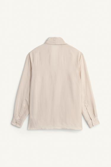 100% CUPRO KIMONO SHIRT - Ecru by Zara - Image 4
