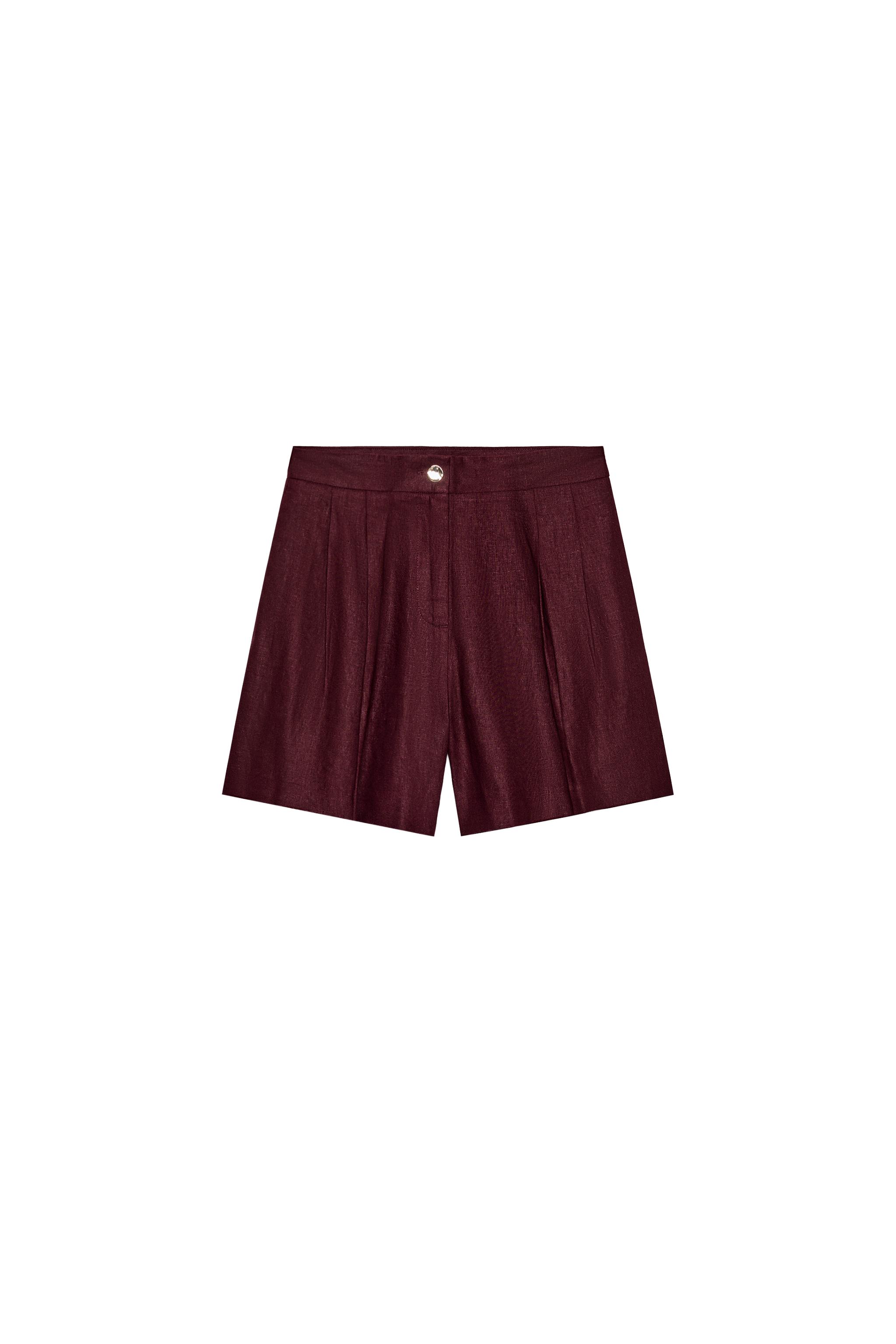 SHORT À PINCES AVEC LIN