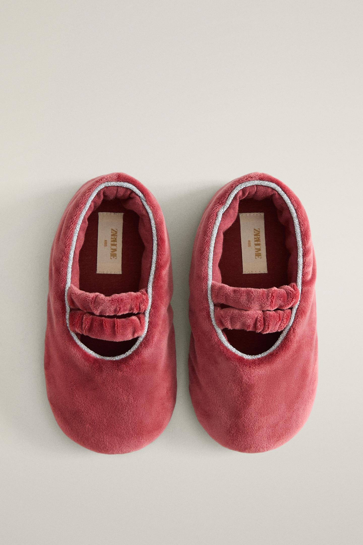 Детские балетки Zara Velvet Ballet, цвет: Красный — фото 3