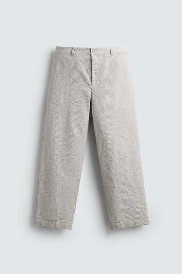 PANTALÓN STRAIGHT FIT SEERSUCKER - rayas de Zara