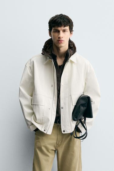 RELAXED FIT SHINY FINISH JACKET - White by Zara