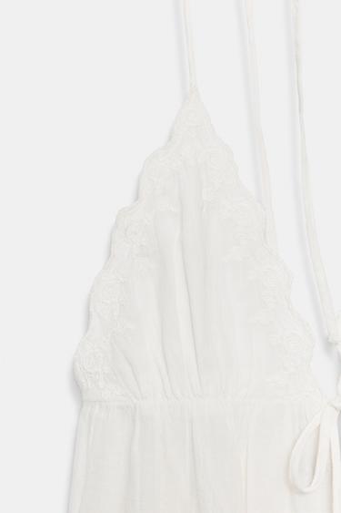 TOP HALTER EN GAZE BRODÉE - Blanc de Zara - Image 7