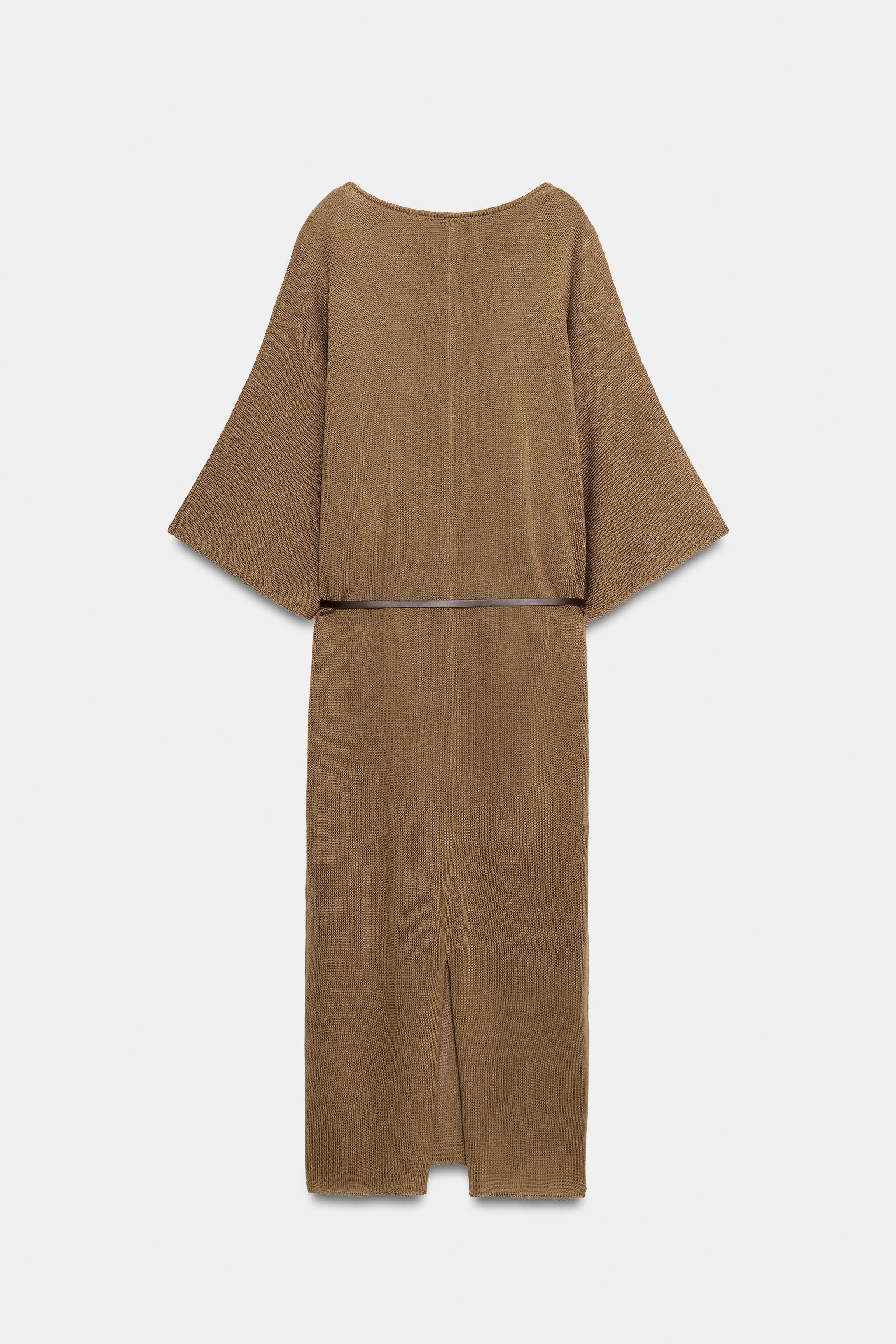 BELTED KNIT MIDI DRESS