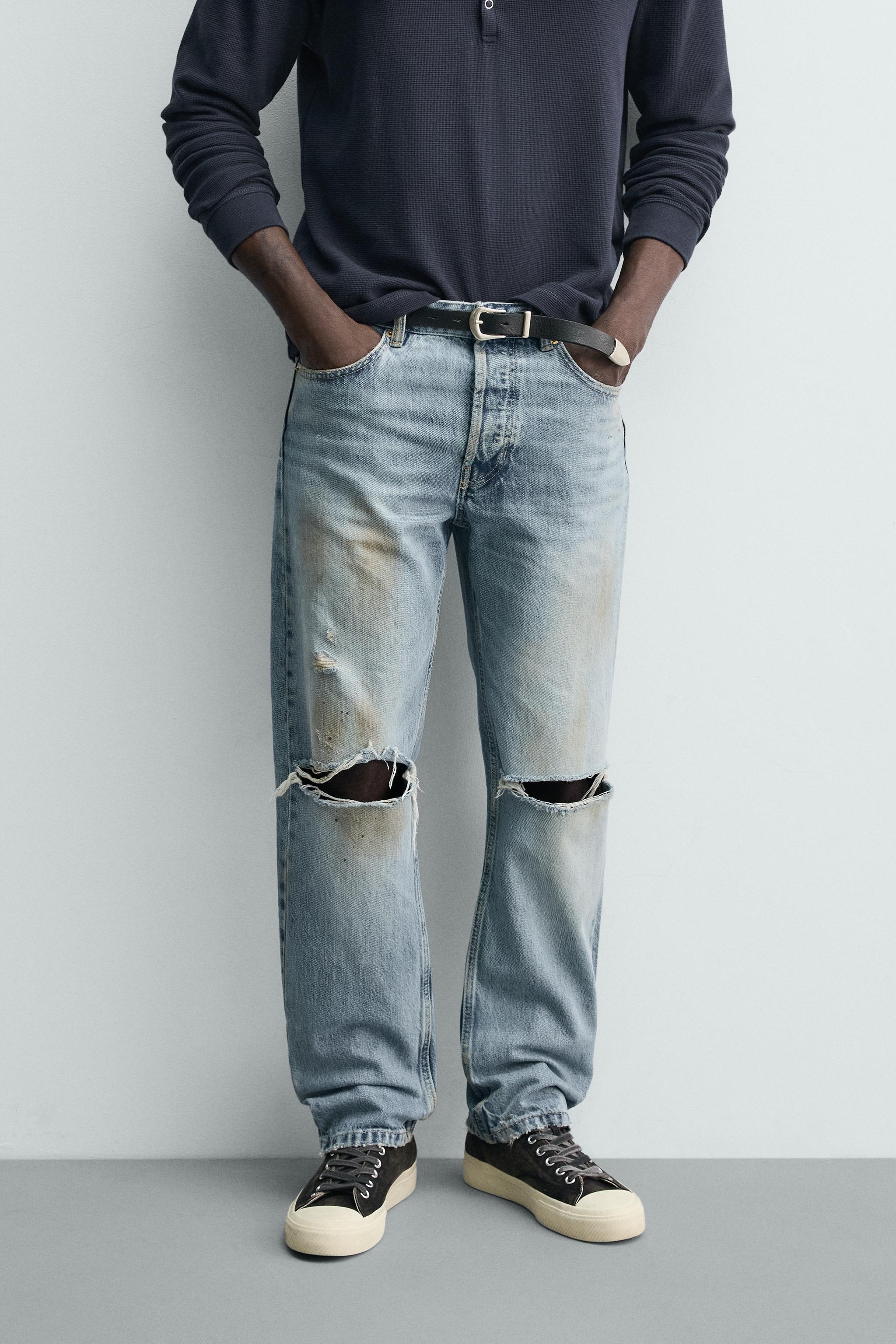 REGULAR FIT VINTAGE RIPPED JEANS