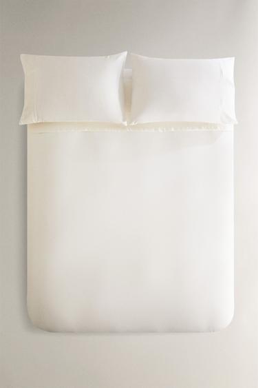 BORDERED SATEEN DUVET COVER - Oyster-white by Zara - Image 0