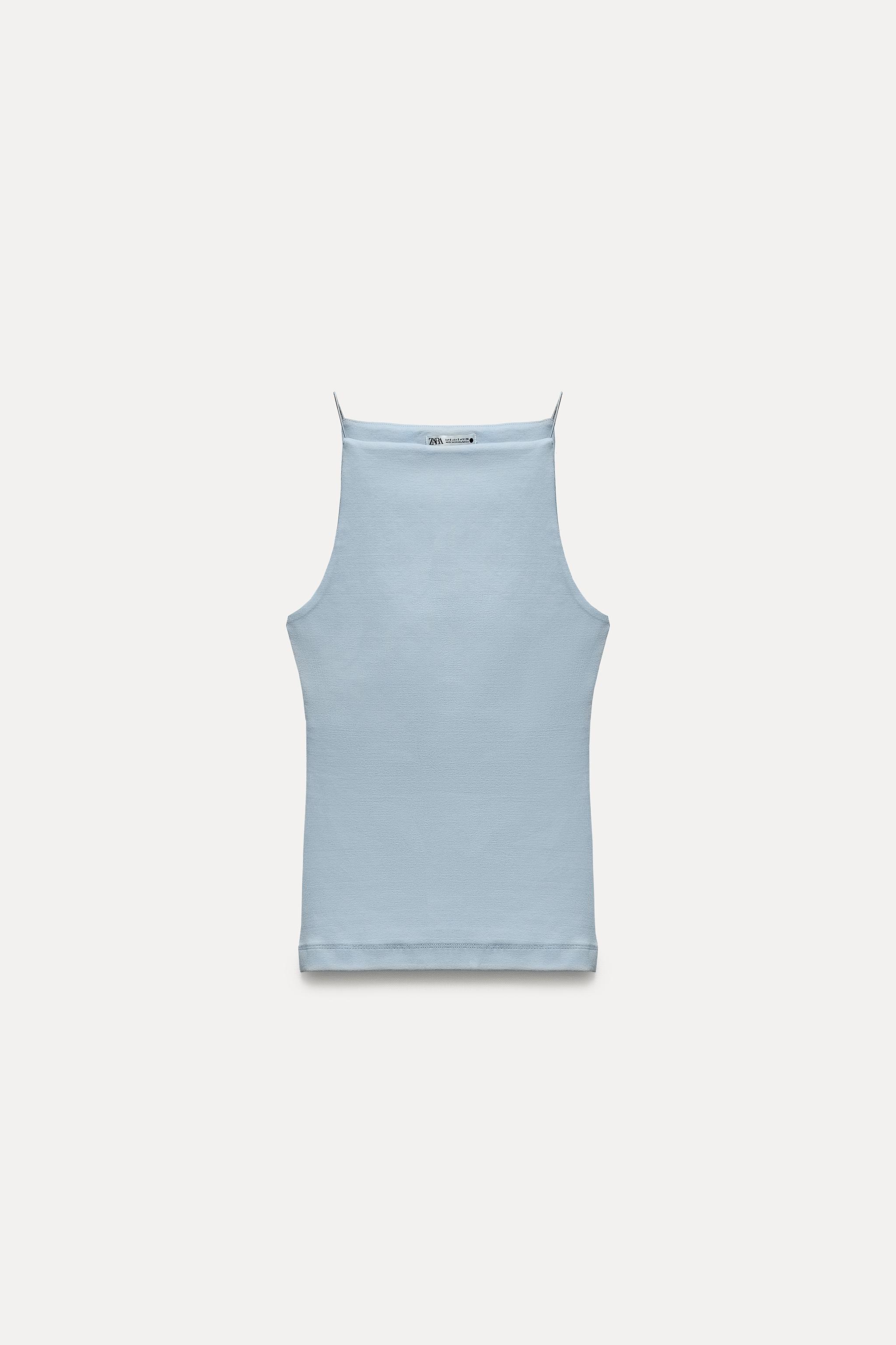 CAMISETA CUELLO HALTER Blanco ZARA Estados Unidos de America United States