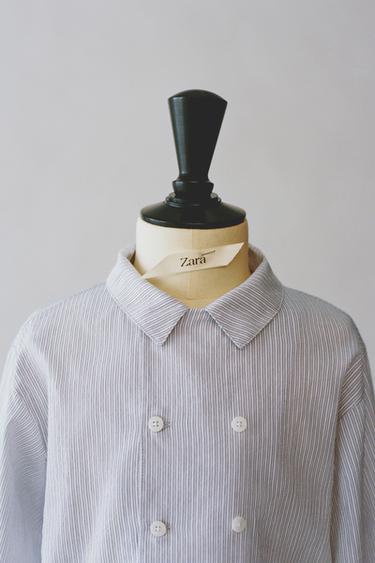 DOUBLE-BREASTED STRIPED SHIRT - Blue by Zara