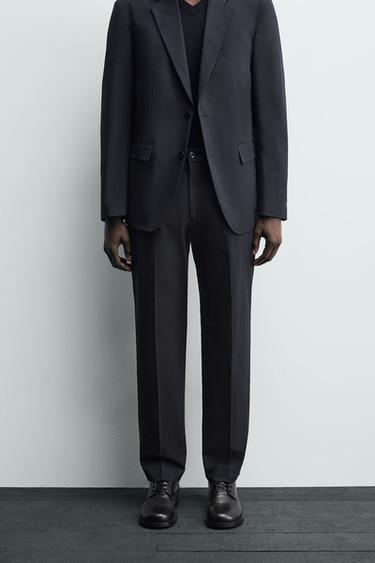 Zara NON-IRON TECHNICAL SUIT PANTS - Navy blue