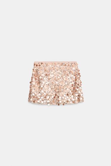 MINI JUPE À PAILLETTES - or rose de Zara - Image 6
