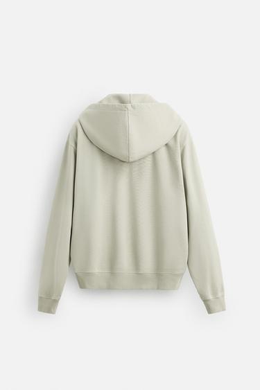 WASHED ZIP-UP HOODIE - Light beige by Zara - Image 8