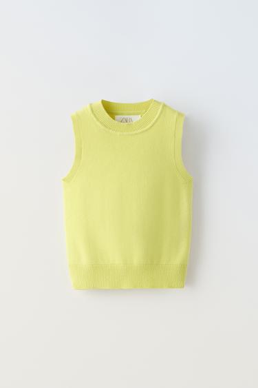 ТОП ИЗ ТРИКОТАЖА БЕЗ РУКАВОВ — ЛАЙМОВЫЙ от Zara — изображение 0