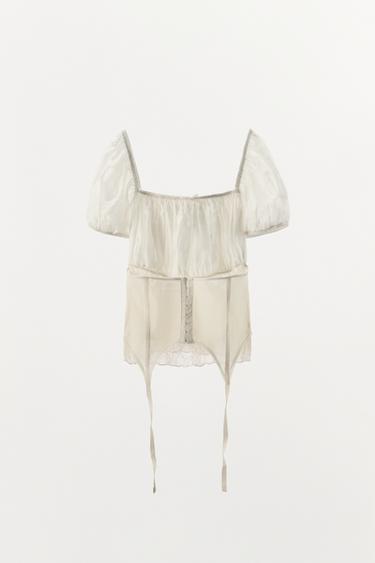 マッチングコルセットトップスエクリュZaraのマッチングコルセットトップス - エクリュ 