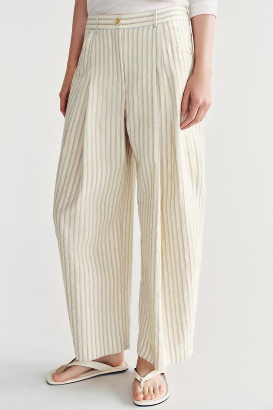 Çizgili ZW collection barrel pantolon