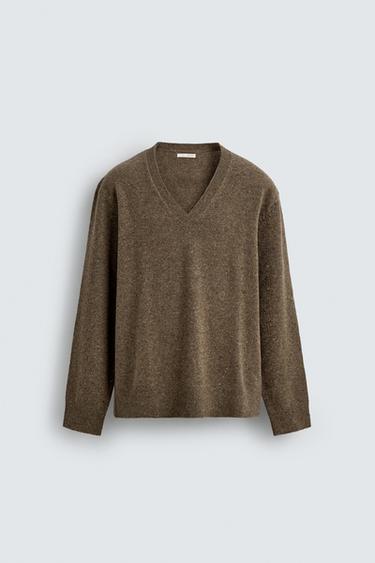 PULL 100% LAINE BOUTONNÉ - Marron / Taupe de Zara