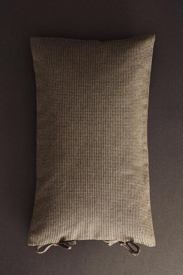 CHECK COTTON AND LINEN CHRISTMAS CUSHION COVER - Green by Zara