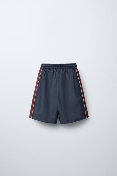 TECHNICAL BERMUDA SHORTS WITH SIDE STRIPES - Burgundy by Zara - Image 1