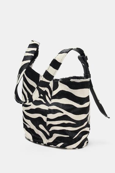 ASYMMETRIC SOFT LEATHER MINI BUCKET BAG - Zebra by Zara - Image 3