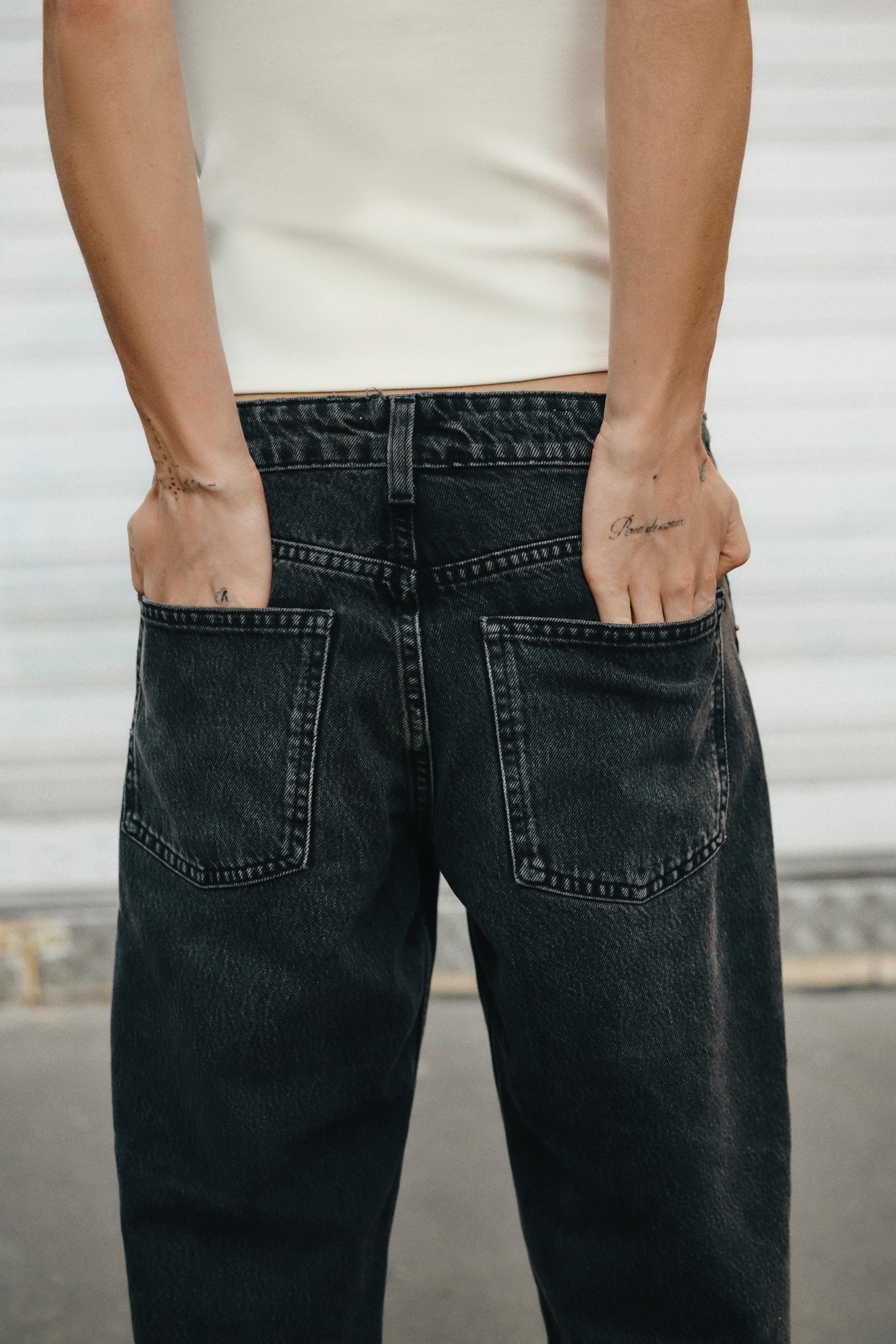 Zara Trf Geniş Paça Düşük Bel Jean görsel 3
