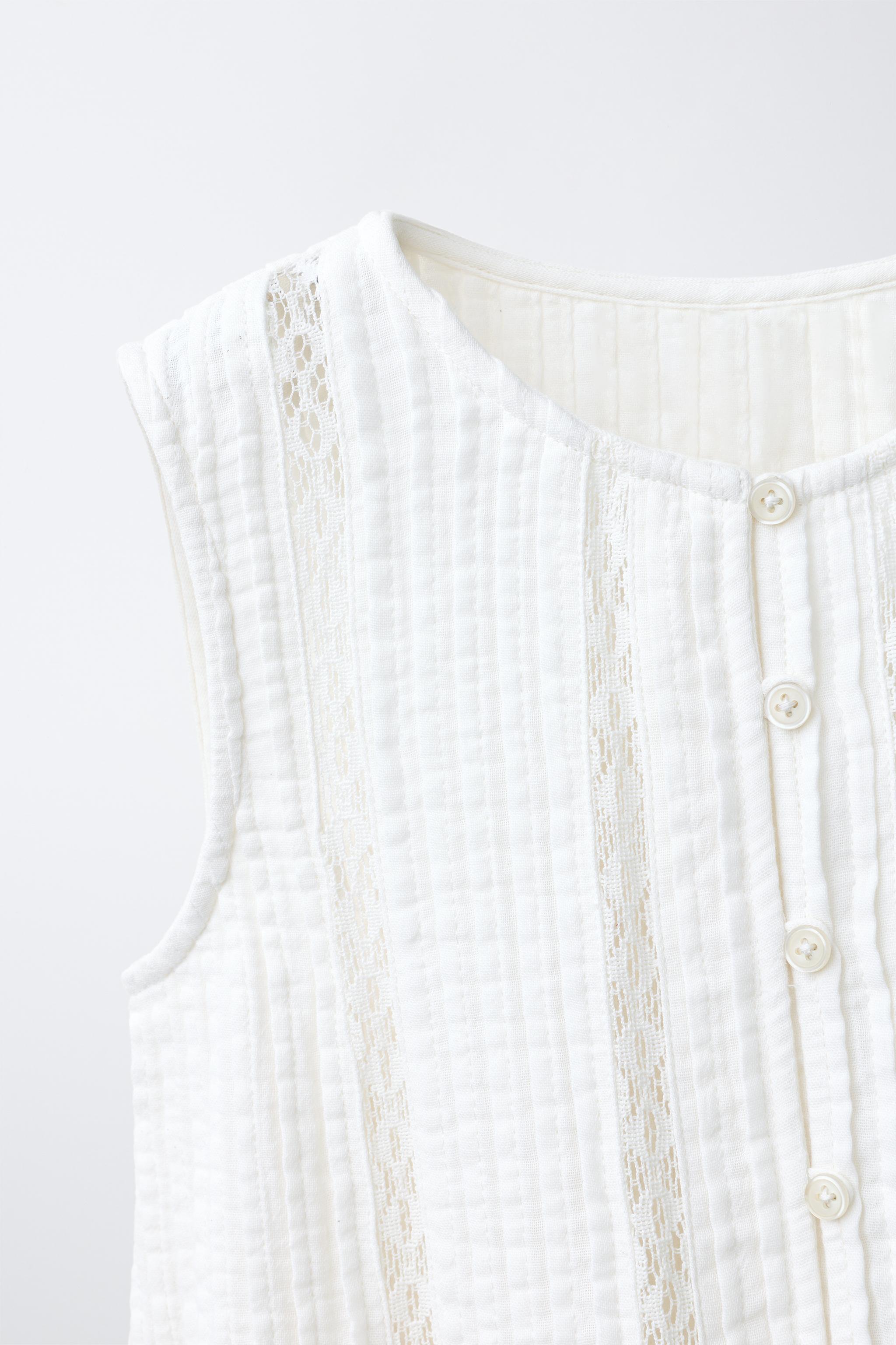 LACE INSERT PIN TUCK BLOUSE