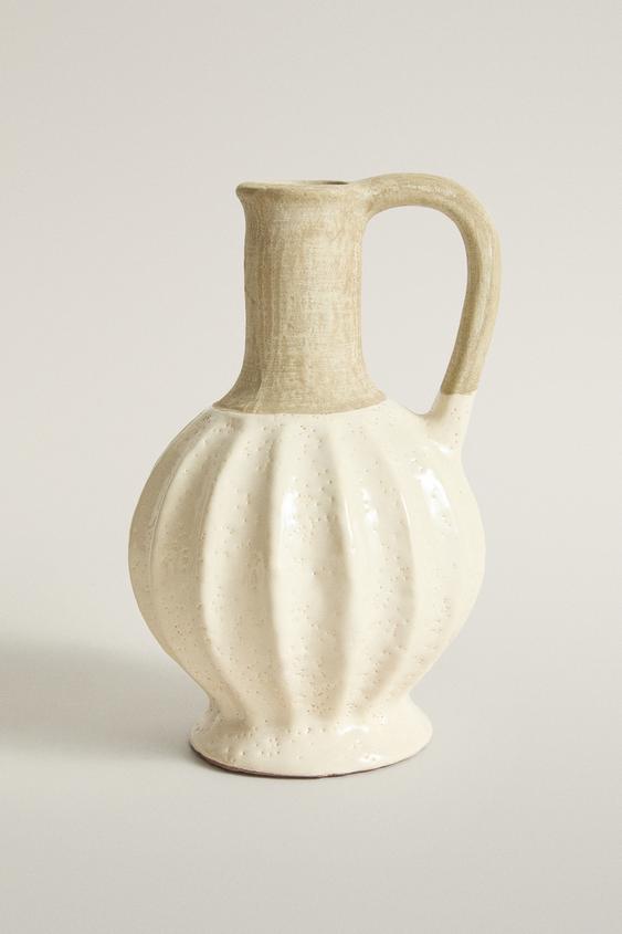RUSTIC DECORATIVE CERAMIC JUG - Beige by Zara - Image 0