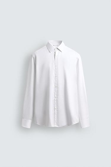 SATIN SLIM FIT SHIRT - White by Zara - Image 0