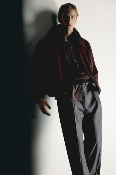 JACKE IN RELAXED FIT AUS VELOURSLEDER - Dunkelbraun von Zara