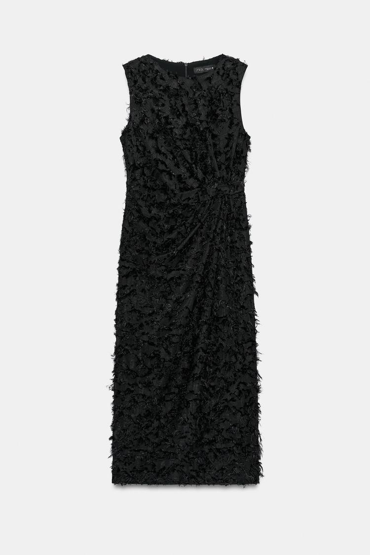 FRAYED MIDI DRESS