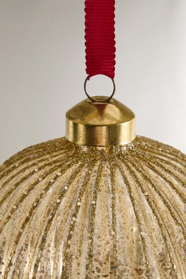 GOLDEN GLITTER STRIPED CHRISTMAS TREE DECORATION - Golden by Zara - Image 2