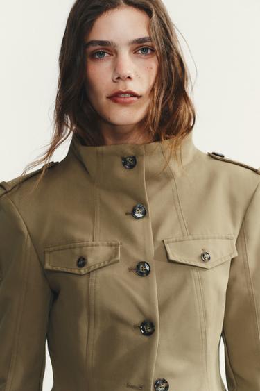 JACKET WITH SHOULDER TABS AND POCKETS - Light khaki by Zara - Image 2