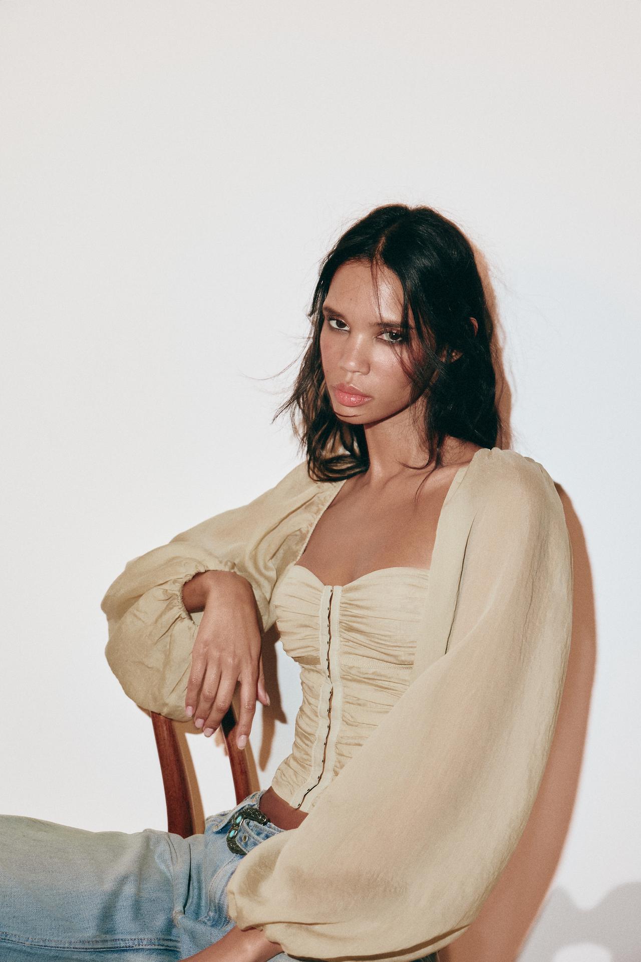 COMBINED CORSET TOP — Sand