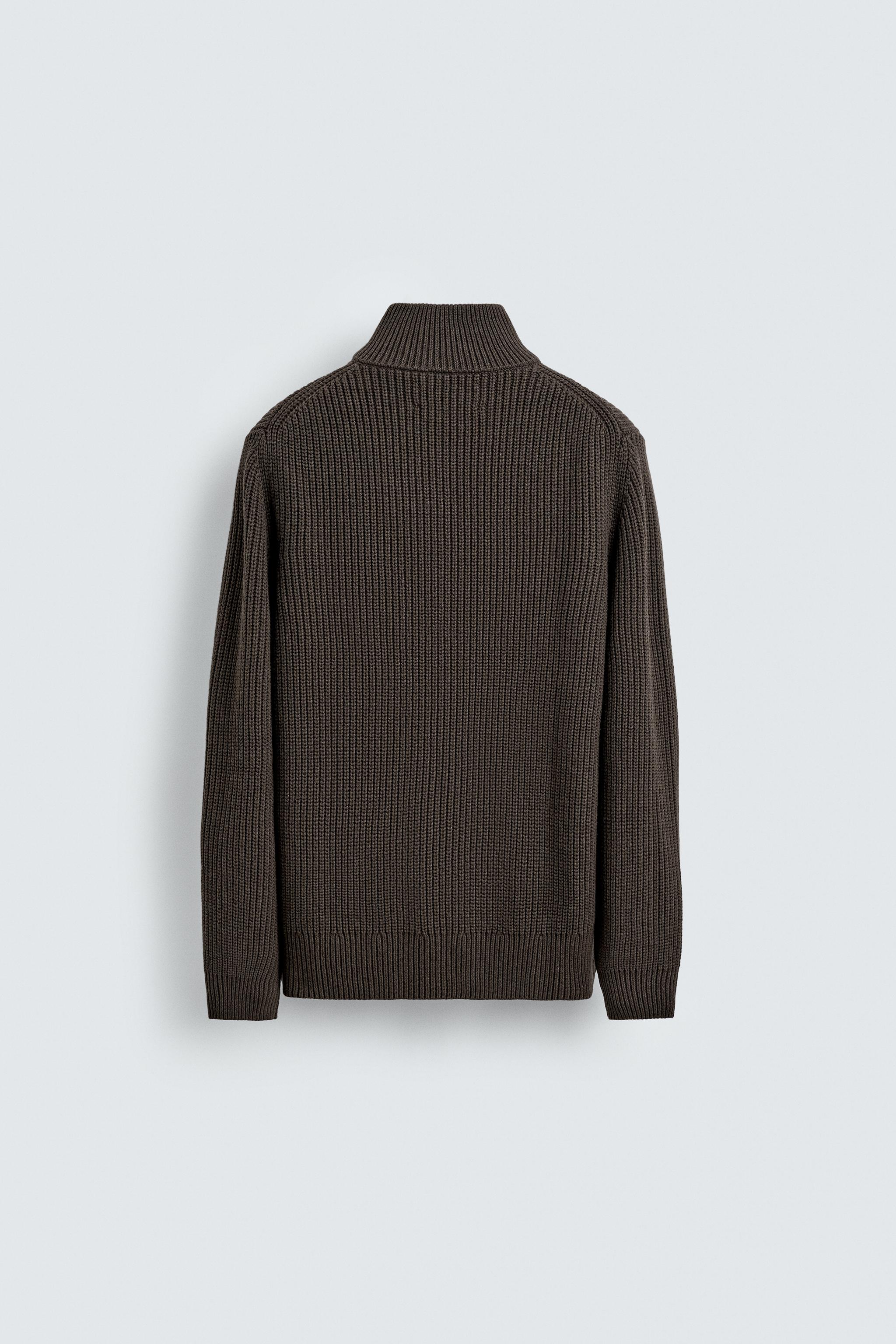Zara PURL KNIT QUARTER-ZIP SWEATER | Place Rosemère