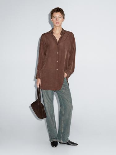 Zara Long flowing shirt - Brown