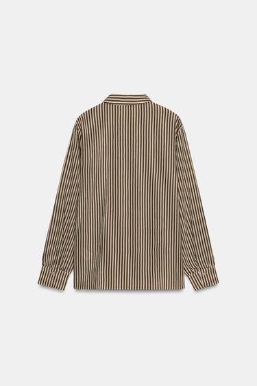 CHEMISE RAYÉE - écru/vert kaki de Zara - Image 5