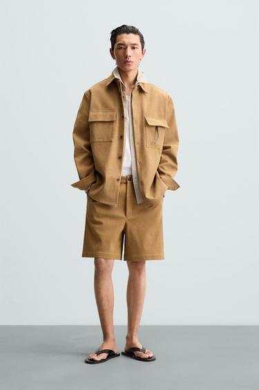 CONJUNTO REGULAR FIT EFEITO SUEDE - Framboesa da Zara